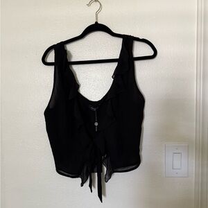 White Fox Sheer Black Tie Top